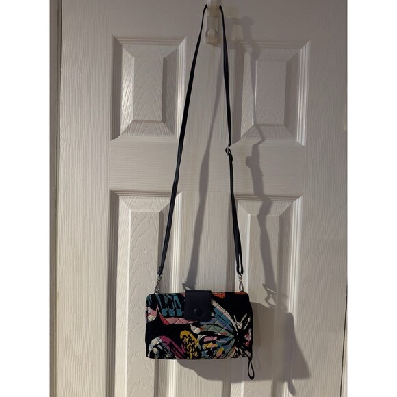 Vera Bradley RFID all in one Crossbody butterfly flutter Zip Snap Adjustable - Picture 3 of 10